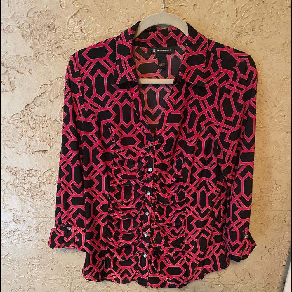 INC Blouse pink and black